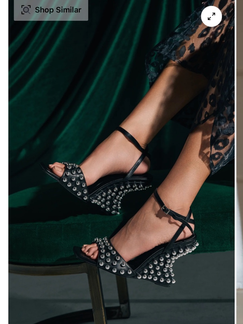 Azalea Wang Cybelle black embellished wedge sandal size 10